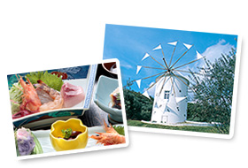 小豆島の風景、お料理の写真